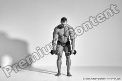 Underwear Man White Moving poses Muscular Short Brown Dynamic poses Academic